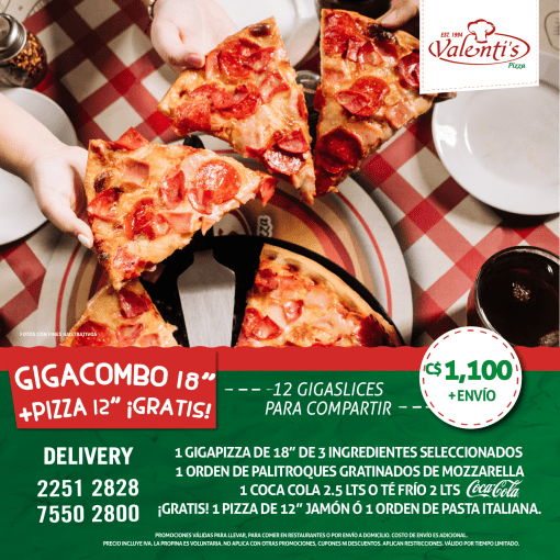 Giga Combo de 18" + Pizza 12" Gratis