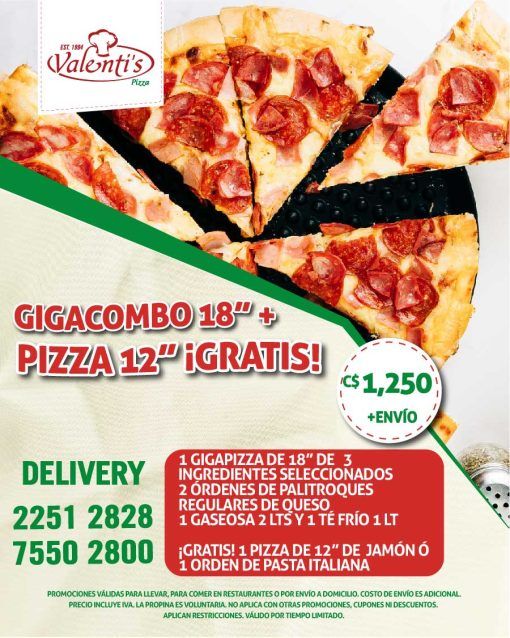 Giga Combo de 18" + Pizza 12" Gratis