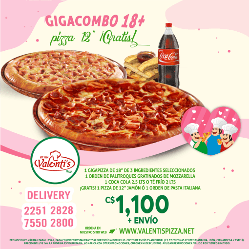 Giga Combo de 18" + Pizza 12" Gratis